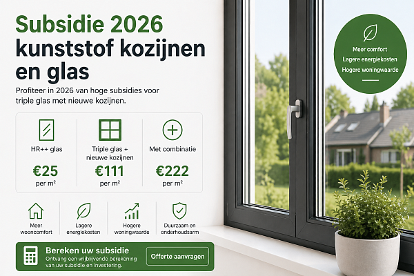 Subsidie kunststof kozijnen en glas 2026